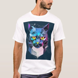 Geometrische Cyberkatze T-Shirt