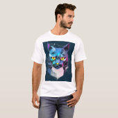 Geometrische Cyberkatze T-Shirt (Vorne ganz)