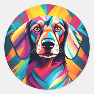 Geometrische Dackel Moderner Hund Runder Aufkleber