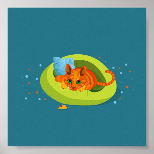 Geometrische Darstellung der Ingwer-Katze auf dem  Poster (Vorne)