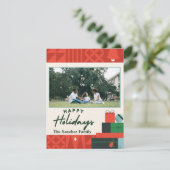 Geometrische Darstellung "Happy Holidays" Karte 1  (Stehend Vorderseite)