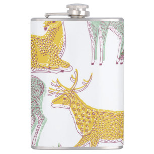 Geometrische Deers: Traditionelle Musterillustrati Flachmann