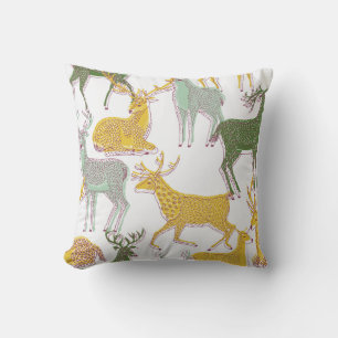 Geometrische Deers: Traditionelle Musterillustrati Kissen