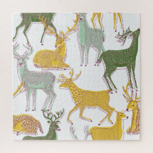Geometrische Deers: Traditionelle Musterillustrati Puzzle