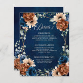 Geometrische Detailkarte für die Terracotta Navy Einladung (Vorne/Hinten)