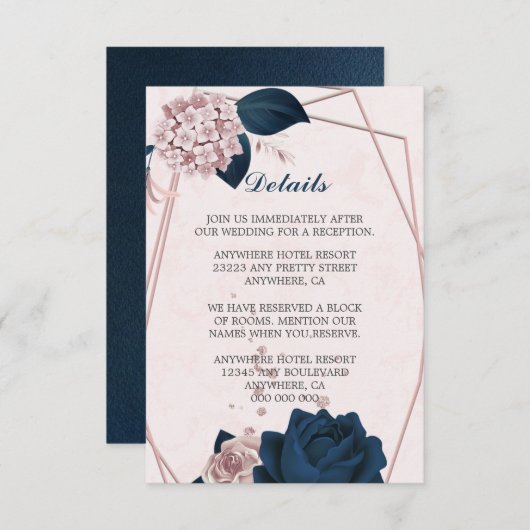 Geometrische Details der eleganten Blume Begleitkarte (Vorne/Hinten)