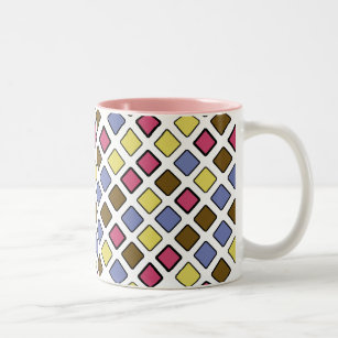 Geometrische DiagonalTiles rosa auf einer beliebig Zweifarbige Tasse