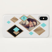Geometrische Diamanten mit Foto und Monogramm Case-Mate iPhone Hülle (Rückseite (Horizontal))