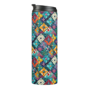 Geometrische Diamanten und Edelsteine floral Türki Thermosbecher