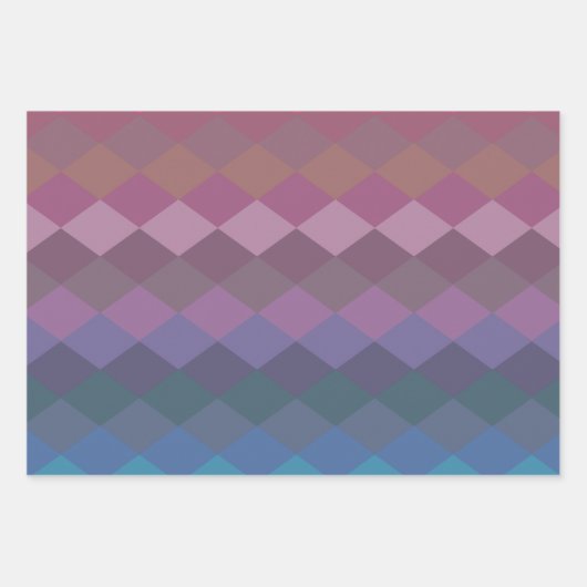 Geometrische Diamantformate in geröteten Rainbow-F Geschenkpapier Set (Vorderseite 3)