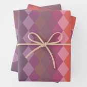 Geometrische Diamantformate in geröteten Rainbow-F Geschenkpapier Set (Beispiel)