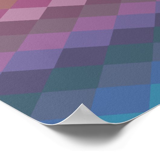 Geometrische Diamantformate in geröteten Rainbow-F Poster (Ecke)
