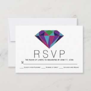 Geometrische Diamantschmucktöne Hochzeitskarte RSVP Karte