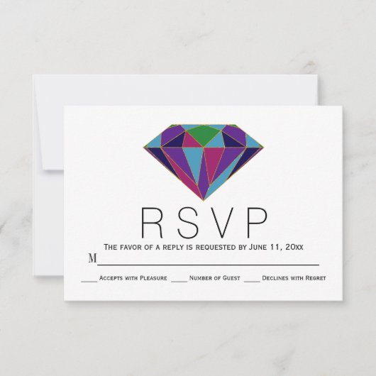 Geometrische Diamantschmucktöne Hochzeitskarte RSVP Karte (Vorderseite)