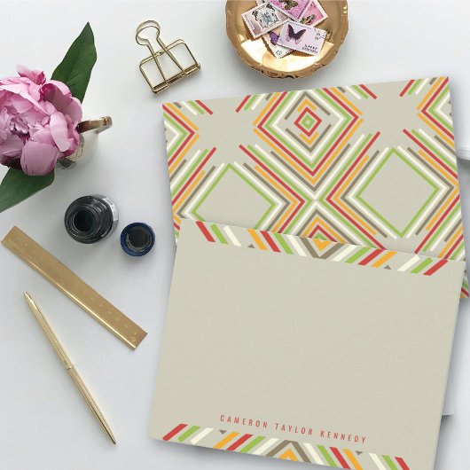 Geometrische Diamond-Mod Streifen Moderner Abschlu Dankeskarte