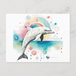 Geometrische Dolphin Postkarte mit Wasserfarbe Ele