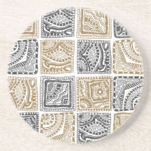 Geometrische Doodle, vintage abstraktes Muster. Getränkeuntersetzer