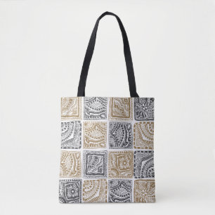 Geometrische Doodle, vintage abstraktes Muster. Tasche
