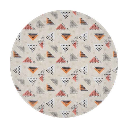 Geometrische Dreieck-Hand gezeichnetes Muster Schneidebrett (Vorderseite)