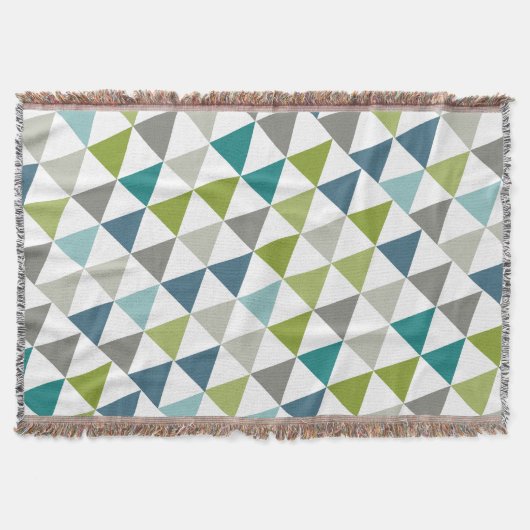 Geometrische Dreieck Navy Green Gray Moderne Abstr Decke (Vorderseite)