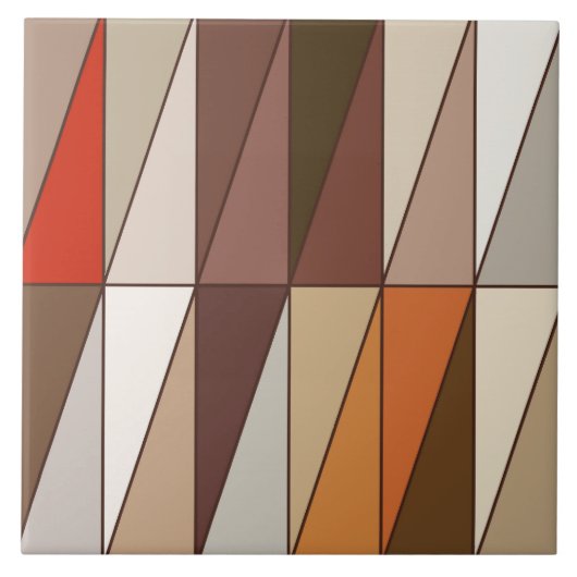 Geometrische Dreiecke, Beige, Brown, Rot, Gold Fliese (Vorderseite)