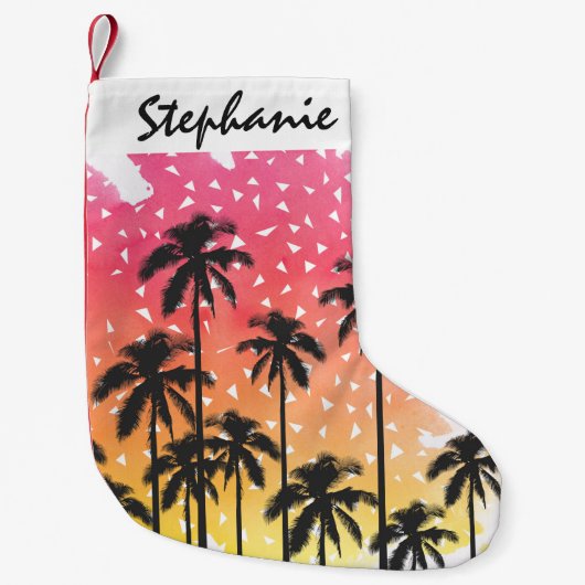 Geometrische Dreiecke der Sommerpalmenbaumen des R Kleiner Weihnachtsstrumpf (Vorderseite)