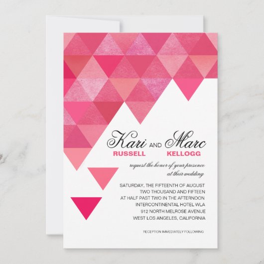 Geometrische Dreiecke, die | fuschia Pink Wedding Einladung (Vorderseite)