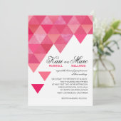 Geometrische Dreiecke, die | fuschia Pink Wedding Einladung (Stehend Vorderseite)
