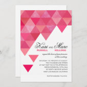 Geometrische Dreiecke, die | fuschia Pink Wedding Einladung (Vorne/Hinten)