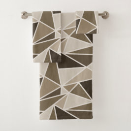 Geometrische Dreiecke in einfarbiger Braun, Beige Badhandtuch Set