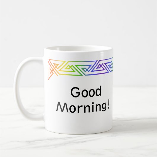 Geometrische Dreiecke mit Regenbogen, personalisie Kaffeetasse (Links)