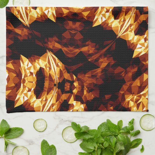Geometrische Dreiecke Orange Brown Black Abstrakt Küchentuch (Gefaltet)