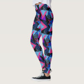 Geometrische Dreiecke Rosa Türkisblau Leggings (Links)