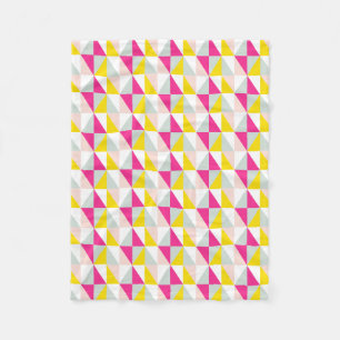 Geometrische Dreiecke rosa und gelbes Muster Fleecedecke