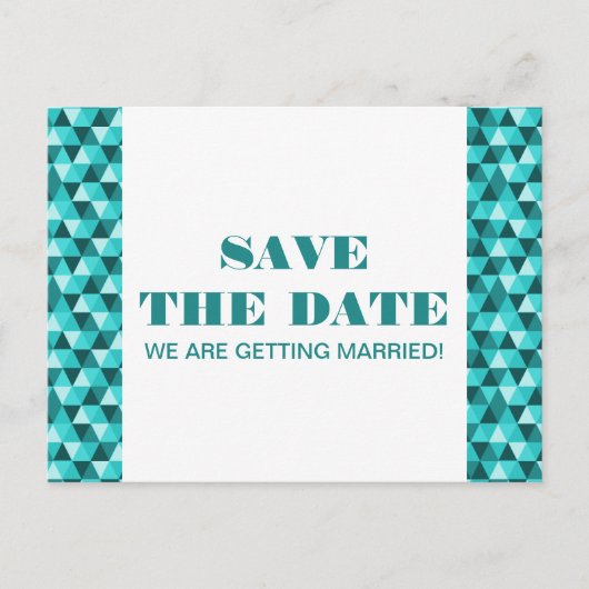 Geometrische Dreiecke Save the Date Postkarte, Aqu Ankündigungspostkarte (Vorderseite)