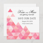 Geometrische Dreiecke Save the Date | Rosa Maul Einladung (Vorne/Hinten)