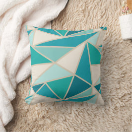 Geometrische Dreiecke, türkisfarbene Küstenlagune  Kissen