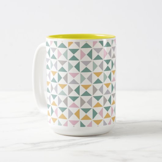 Geometrische Dreiecke Zweifarbige Tasse (Vorderseite Links)