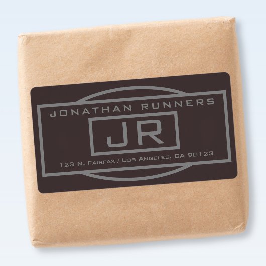 Geometrische dunkelbraune und graue Rücksendeadres