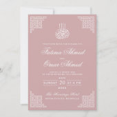 Geometrische Dusty-Rose Islamische Hochzeit Einladung (Vorderseite)