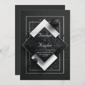 Geometrische Ebenen aus schwarzem Marmor Einladung (Vorne/Hinten)