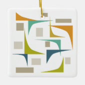 Geometrische Ecken Mitte des Orange Blue Green Keramikornament (Vorderseite)