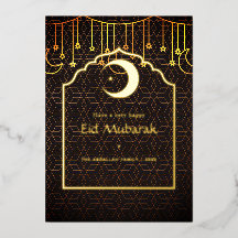 Geometrische Eid Mubarak Foil Holiday Card