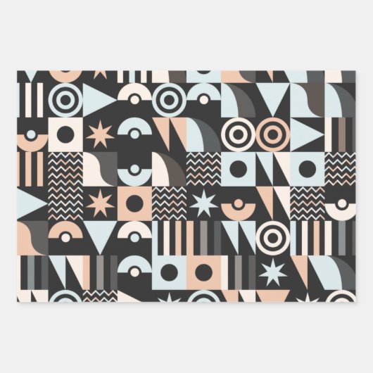 Geometrische, einfache, elegante Packpapierblätter Geschenkpapier Set (Vorderseite 3)