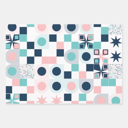 Geometrische, einfache, elegante Packpapierblätter Geschenkpapier Set (Vorderseite)