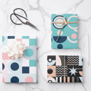 Geometrische, einfache, elegante Packpapierblätter Geschenkpapier Set