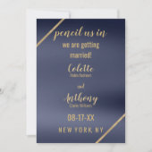 Geometrische einfache Navy Blue Gold Save the Date (Vorderseite)