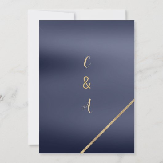 Geometrische einfache Navy Blue Gold Save the Date (Rückseite)