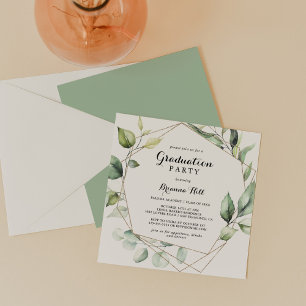 Geometrische Elegant Gold Greeneration Graduation  Einladung