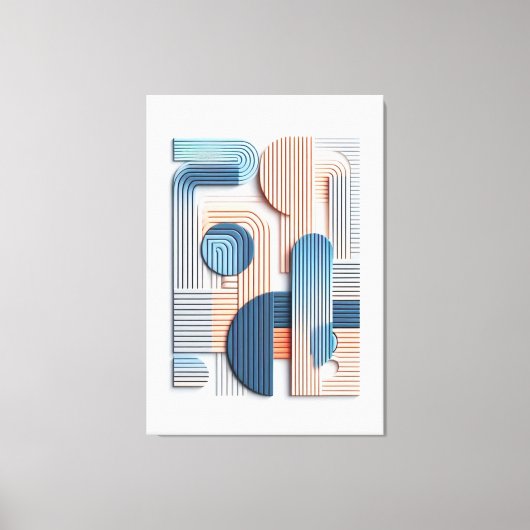 Geometrische Eleganz: Abstrakte Layered Paper Art Leinwanddruck (Vorderseite)